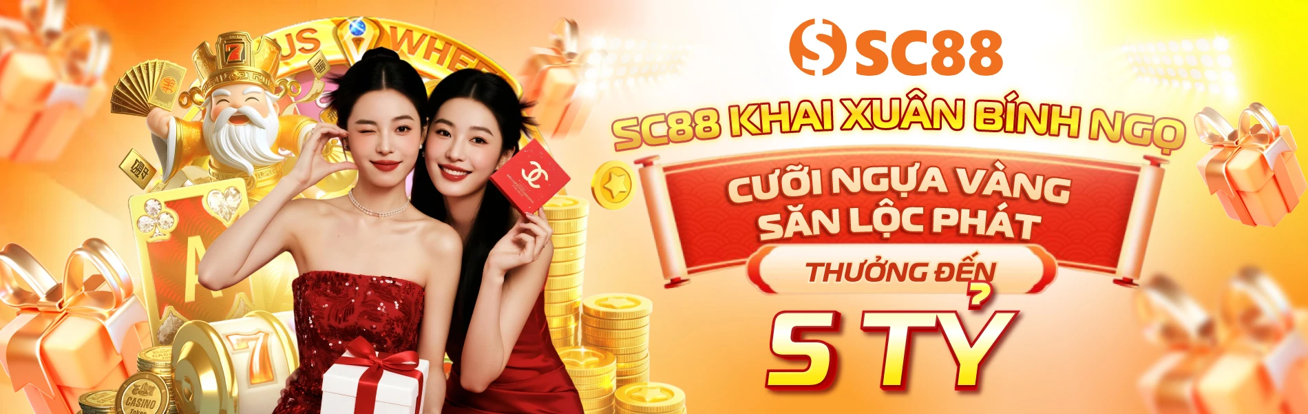 Banner nội dung Slot Game, vòng quay và Bắn cá của Sc88